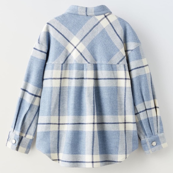 NWT Zara Girls Plaid Oversized Flannel - Picture 2 of 3